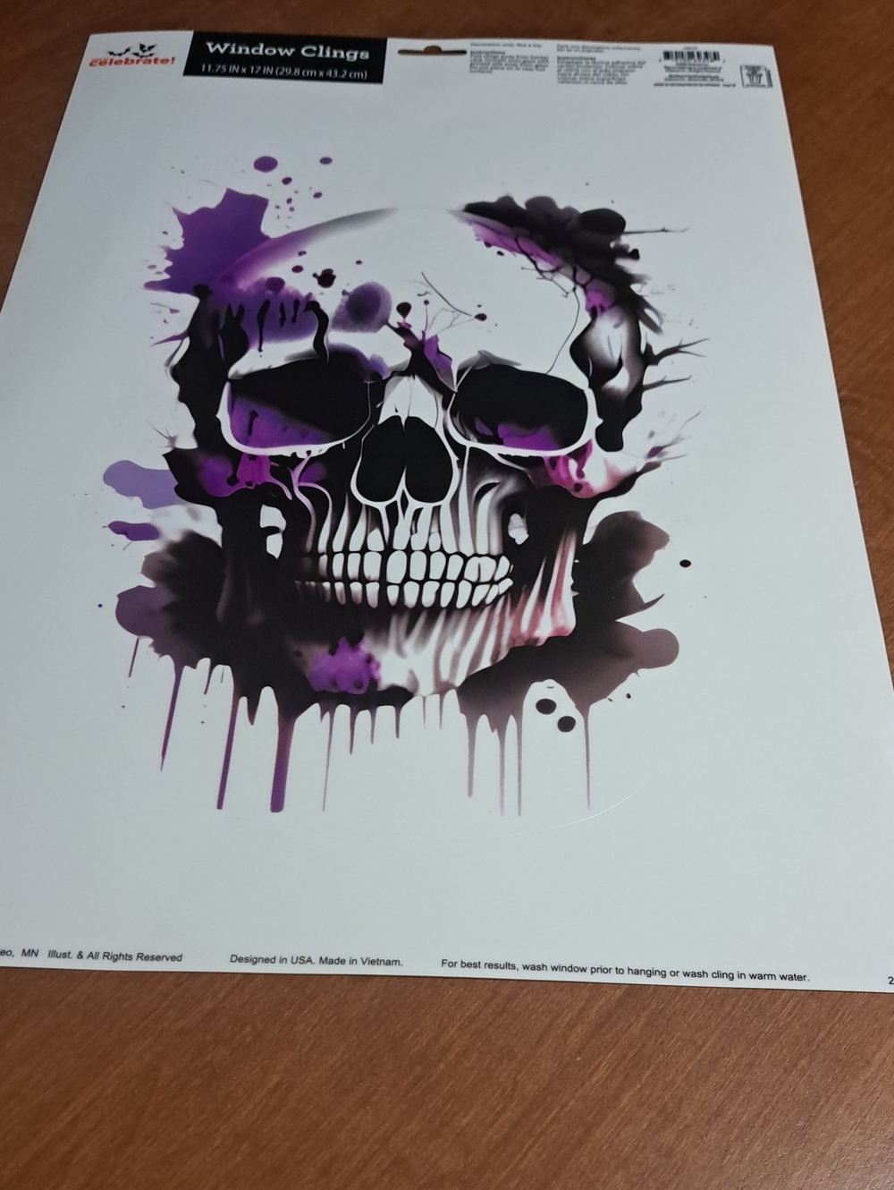 Celebrate It Purple and Black Drip Skull Window Cling